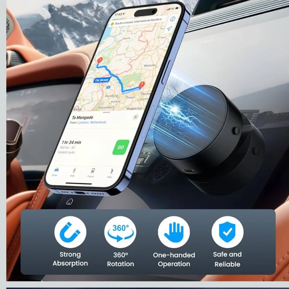 Magnetic Cell Phone Holder For Cars Electric Vacuum Strong Suction